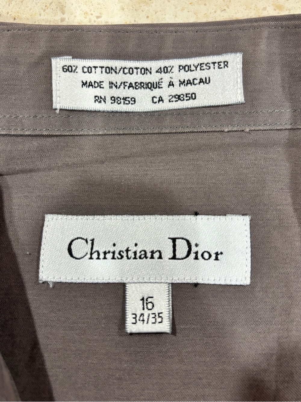 Vintage Christian Dior Monsieur Men's Gray Long-Sleeve button down Dress Shirt - Picture 7 of 11
